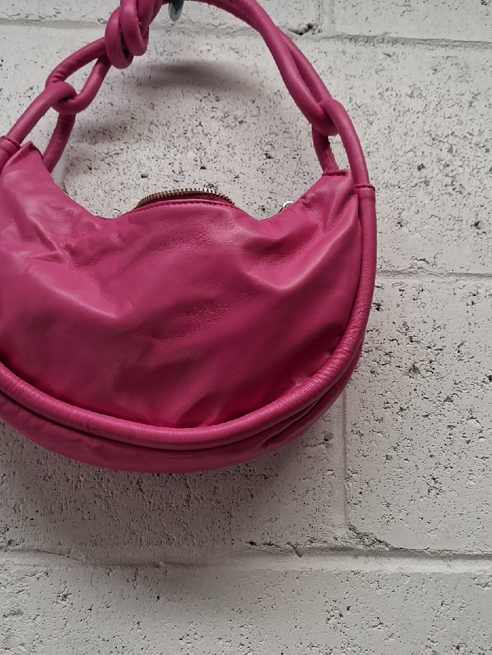Womens Anthropologie Jules Kae Stylish Pink Crescent Shoulder Bag - Picture 5 of 6